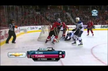 NHL Blues @ Flames: SAVE OF THE YEAR - Jake Allen Unbelievable Stick Save - 2/15/13