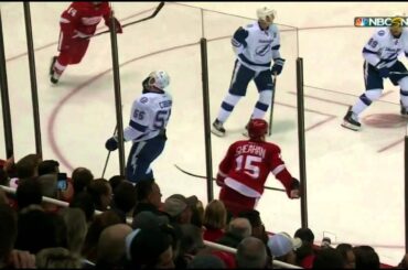 Jeff Blashill and Braydon Coburn's reaction to the Riley Sheahan high stick