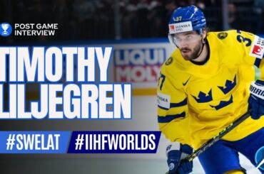 Post-game interview with Timothy Liljegren (Sweden - Latvia 1:3) #IIHFWorlds
