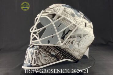 Troy Grosenick’s 20/21 Los Angeles Kings/Ontario Reign Goalie Mask by Eyecandyair