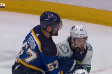 David Perron And Quinn Hughes Battle