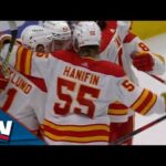 Flames' Blake Coleman Tips Home Noah Hanifin's Point Shot To Open Scoring vs. Red Wings