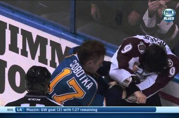 Vladimir Sobotka vs Matt Duchene fight Colorado Avalanche vs St. Louis Blues 11/14/13 NHL Hockey.