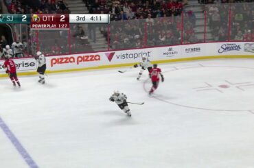 Brent Burns and Bobby Ryan get hit by the puck seconds apart; both yell "Aw, Fuck!"