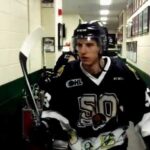 London Knights - Christian Dvorak, Mitch Marner and Matt rupert line mates walkout to rink