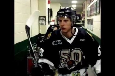 London Knights - Christian Dvorak, Mitch Marner and Matt rupert line mates walkout to rink