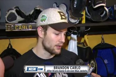 Brandon Carlo after Bruins Game 5 win over Blue Jackets