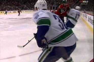 Cal Clutterbuck flattens Ryan Kesler