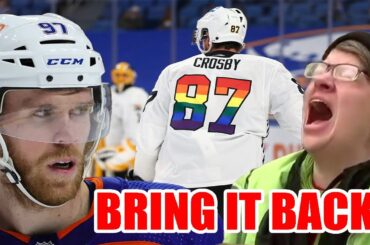 Edmonton Oilers player Connor McDavid is TRIGGERED that the NHL BANNED Pride warmup jerseys!