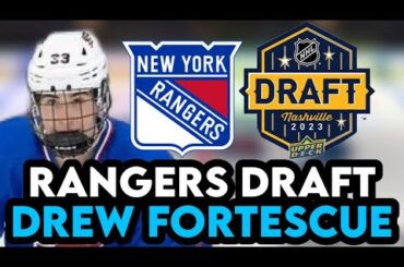 Rangers Draft SHUTDOWN Defender Drew Fortescue! Gabe Perreault's Teammate! | 2023 NHL DRAFT!