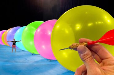 How Many GIANT Balloons Stops A Dart?