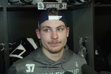 2023 #nhl Playoffs: Seattle Kraken Forward Yanni Gourde - Postgame - Game 7 - 04.30.23