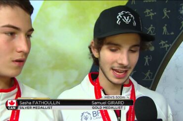 Samuel Girard & sasha fathoullin /Men`s 500m Final + interview - Short Track Speed Skating Toronto