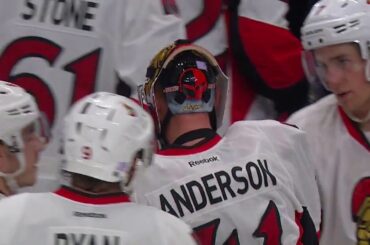 Senators embrace Anderson following emotional shutout win