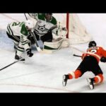 Shayne Gostisbehere dives, beats Ben Bishop on power play