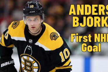 Anders Bjork #10 (Boston Bruins) first NHL goal Oct 14, 2017