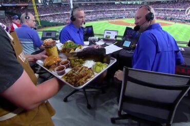 Broadcast Crew Enjoying some BBQ In The Bleachers