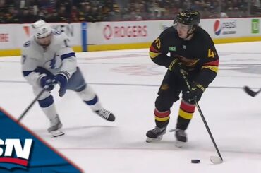 Canucks' Quinn Hughes Weaves Through Offensive Zone To Score Backhand Power Play Goal