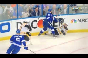 Ryan McDonagh hit on Brad Marchand - Boston Bruins at Tampa Bay Lightning Game 2