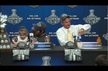 Jonathan Quick and daughter, Darryl Sutter post-game 6 presser 6/11/12