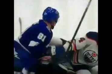 Zack Kassian Kicks Another Player. (NHL Kassian Cernak)