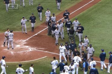 Benches clear after Yanks retaliate after HBP