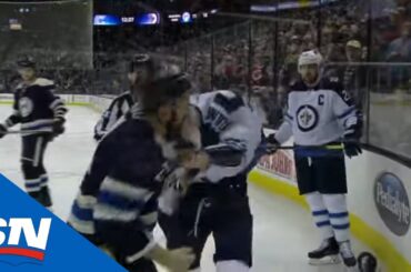 Nick Foligno Hits Mark Scheifele, Dmitry Kulikov Jumps In And Gets Jerseyed