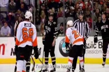 Claude Giroux and Peter Laviolette vs Steve Ott - Faceoff smack talking - Altercation 2011