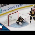 Bruins' Linus Ullmark Flashes The Leather And ROBS Red Wings' Alex Chaisson's Point-Blank Shot