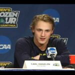 Michigan Forward Carl Hagelin discusses final blocked shot and empty netter vs. North Dakota