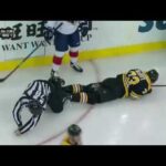 Charlie McAvoy Skates Into A Linesmen