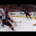 Ellis crashes hard into boards after bumping with Cogliano