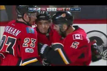 Sneaky Gaudreau fakes wrap around, tucks in goal past Pickard