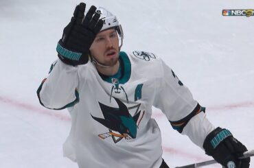 Logan Couture takes a bow after putting home loose puck