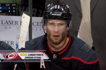 Jordan Staal nets spinning backhander for 500th point