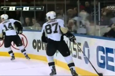 Michael Del Zotto Can Opener Hit on Sidney Crosby - Rangers vs Penguins