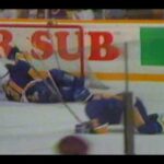 Wendel Clark hits Curtis Joseph in the face with a slapshot - 1993 playoffs