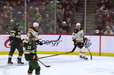 Pavel Zacha nice assist on Krejci's goal vs Wild (18 mar 2023)