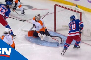 Carter Hart Extends Pad To Rob Chris Kreider Of Sure Goal