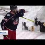 Vladislav Gavrikov scores vs Bruins on a rebound (5 mar 2022)