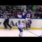 Alex Galchenyuk gets hit into the NY Islanders bench by Casey Cizikas - 05/03/2013