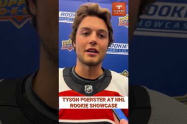 Philadelphia Flyers forward Tyson Foerster at the NHL Rookie Showcase 2023