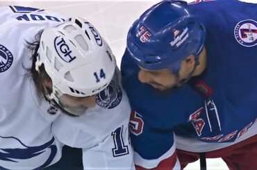 Ryan Reaves and Pat Maroon Jostling on the Face-Off Sees Reaves Receive the Only Penalty