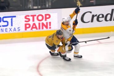 Filip Forsberg performs juggling act against Alex Pietrangelo for his second of the game