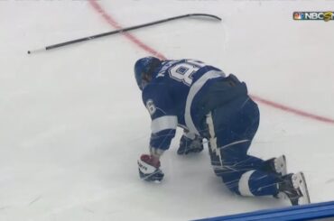 Nikita Kucherov Struggles To Bench After Hit Against Brock Nelson