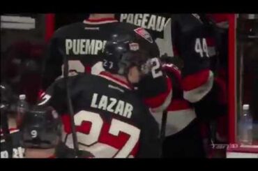 Curtis Lazar eats hamburger after game @ Bruins