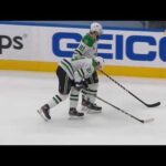 Roope Hintz blocks a shot in Game 1 of the 2020 Stanley Cup Final