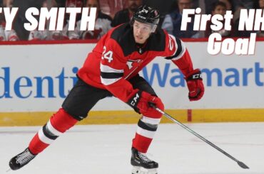 Ty Smith #24 (New Jersey Devils) first NHL goal Jan 14, 2021