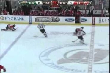 Cal Clutterbuck scores after a Devils gaffe