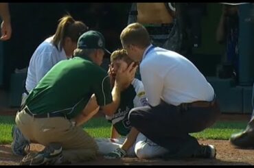 LLWS 2012 -  Ryan Meury gets a bad hit on his mouth.